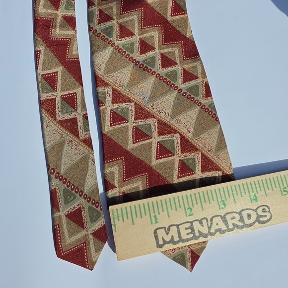 Chaps Ralph Lauren Neck Tie Mens‎ Multicolor Geometric Silk Classic Made In USA - Picture 4 of 4